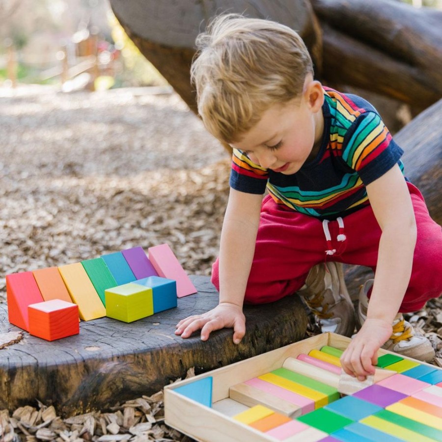 Spielzeug Freckled Frog | Holzklotze In Regenbogenfarben - 45 Teile