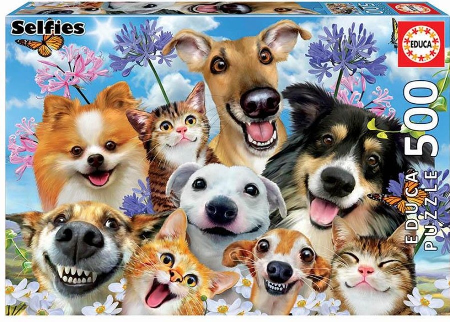 Spielzeug Educa | Puzzle, 500 Teile - Selfies, Hunde + Katzen