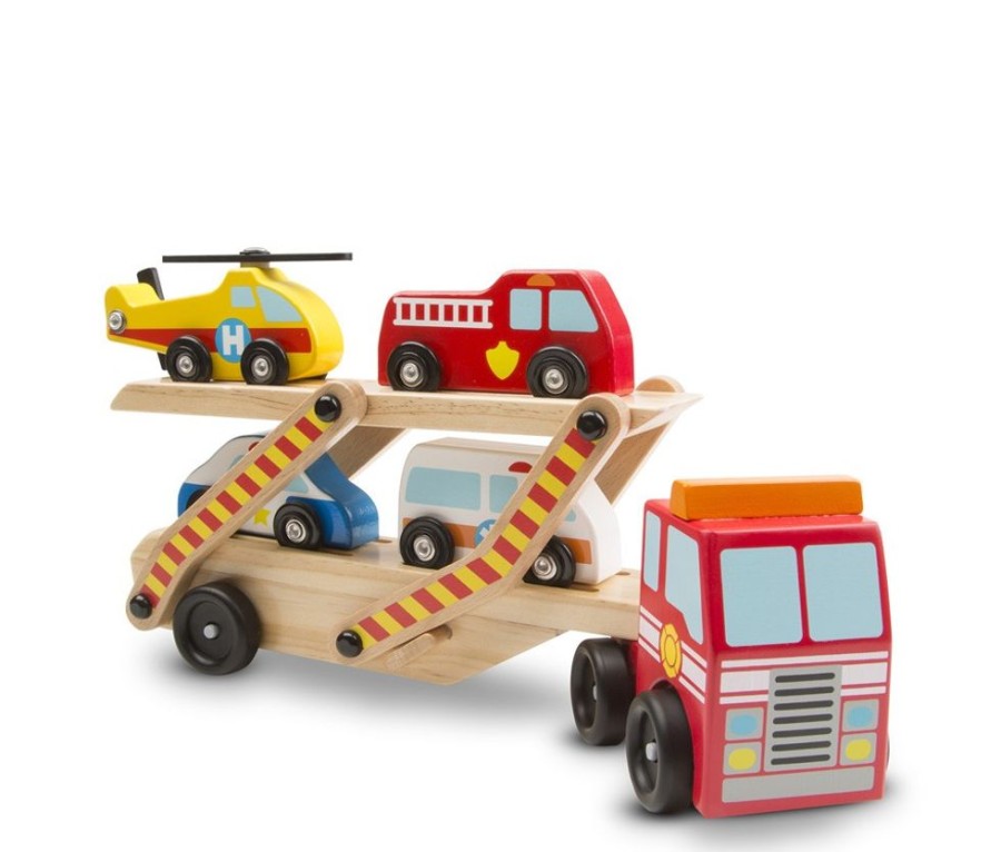 Spielzeug Melissa and Doug | Autotransporter - Mit Rettungsfahrzeugen