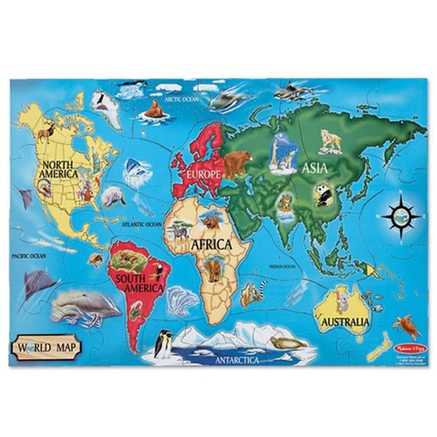 Spielzeug Melissa and Doug | Puzzle Boden - Weltkarte Mit Tieren