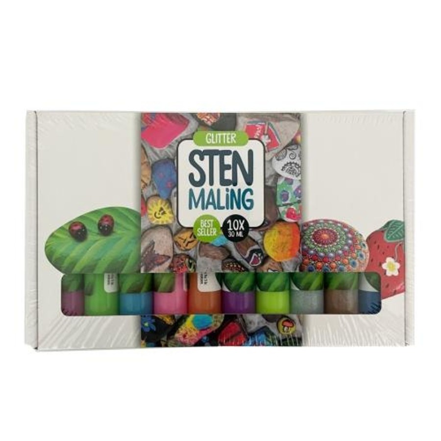 Spielzeug ToyAcademy | Steine Bemalen - Glitzerfarben 10 X 30 Ml